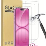 3pcs Tempered Glass Screen Protector Compatible With Iphone 17/17 Pro/17 Pro Max/17 Air/16/16 Plus/16 Pro/16 Pro Max/15/14/13/12/11 Pro Max/X/XS/XR/Mini/7/8/14 Plus. Also Compatible With 14/15 Pro Max. 2025 Upgraded Tempered Glass, 9H+ High Hardness.