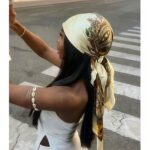 1pc Minimalist Printed Satin Scarf, New Spring Fashion Accessory Scarf, Suitable For Women, Can Be Used As A Waistband, Bag Decoration, Ribbon, Headband Or Scarf, An Ideal Choice To Enhance Your Overall Look.