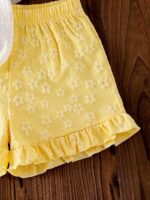 Toddler Girls' Summer Bow Decor Top And Snowflake Textured Shorts Set - Image 4