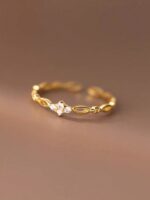 5pcs Luxury Elegant Unique Delicate Leaf Design Rings Set, Suitable For Daily, Dating, Casual, Holiday Gifts, Vacation, Women's Copper Micro-Inlaid Synthetic Zirconia (No Gift Box) - Image 7