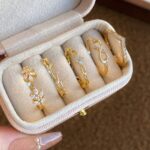 5pcs Luxury Elegant Unique Delicate Leaf Design Rings Set, Suitable For Daily, Dating, Casual, Holiday Gifts, Vacation, Women's Copper Micro-Inlaid Synthetic Zirconia (No Gift Box)