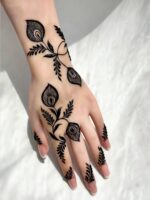 4pcs Flower Temorary Tattoo Stencil Stickers- Sexy Floral Patterns For Hand, DIY Paint, Reusable Stencil Stickers For Women Body Makeup Mehndi Designs - Image 2
