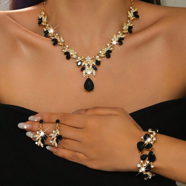 Luxury Wedding Party Women's Dress Rhinestone Decor Jewelry Fashion Shiny Necklace And Earring Set, Ball Gown Jewelry Accessories
