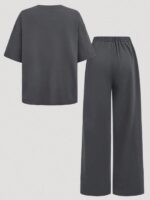 Tween Girl Letter Print Short Sleeve Top And Pants Set - Image 2