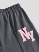 Tween Girl Letter Print Short Sleeve Top And Pants Set - Image 4