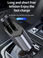 4-Port Fast Car Charger With USB & Type-C Ports, Digital Voltage Display, Compatible With IPhone, Android Phones & Tablets, Great Gift For Men, Christmas