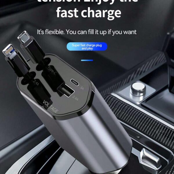 4-Port Fast Car Charger With USB & Type-C Ports, Digital Voltage Display, Compatible With IPhone, Android Phones & Tablets, Great Gift For Men, Christmas