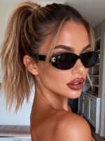 1 Pair Oval Minimalist Modern Fashion Glasses, Timeless Design, Suitable For Holiday Gifts, Outdoor Activities, Tropical Beach Vacations, Street Photography And More