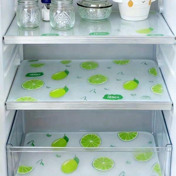 4pcs Waterproof Refrigerator Mats - Moisture-Proof, Anti-Slip, Washable And Reusable. Made Of EVA Material With A Novel Lemon Pattern. Suitable For Refrigerator And Kitchen Decor