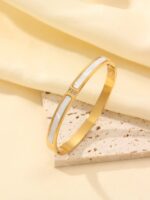 5pcs/Set Minimalist Elegant Luxury Sparkling Star Bangle Bracelets, Titanium Steel Bracelet For Women - Image 5