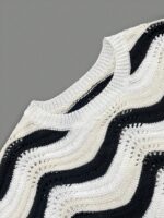 Women's Spring European And American Fashion Hollow Crochet Knit Short Sleeve Top And Casual Shorts Two Pieces Set Summer Vacation Beach - Image 3