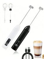 Handheld Electric Milk Frother, Portable USB Rechargeable Milk Foamer, 3 Speed Settings, Suitable For Matcha, Cappuccino, Eggs And More, Great Gift For Women, Coffee Lovers And Homemakers, Practical Barista Set