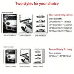 3Pcs/Set Optional Frame,Modern Sports Car Canvas Wall Art – Sleek White Car Prints, Minimalist Room Decor For Living Room, Bedroom & Hallway - Image 2
