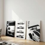 3Pcs/Set Optional Frame,Modern Sports Car Canvas Wall Art – Sleek White Car Prints, Minimalist Room Decor For Living Room, Bedroom & Hallway - Image 7