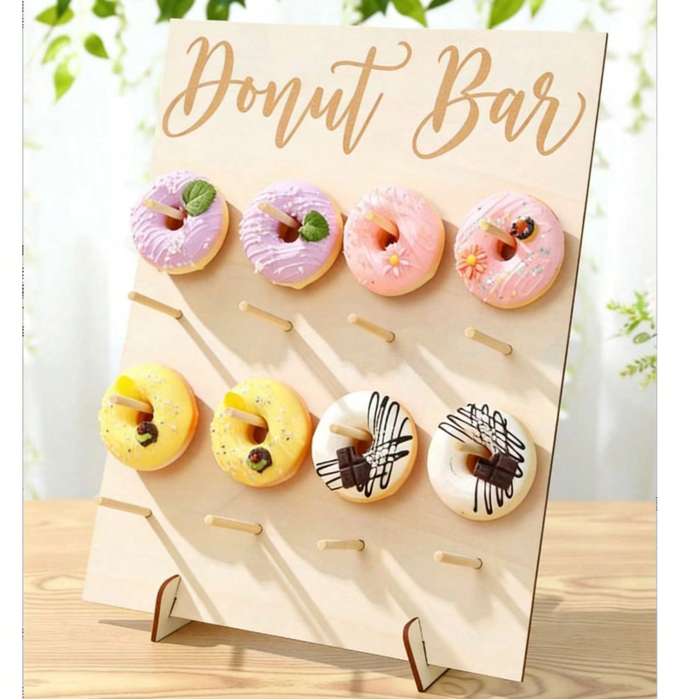 16-Hole Wooden Donut Display Stand, Home Donut Display Rack, Party Food Display Shelf, Birthday Wedding Family Gathering Food Stand, Donut Display Wooden Rack, Thanksgiving Christmas 2025 New Year Party Kitchen Cooking Rack - Image 3
