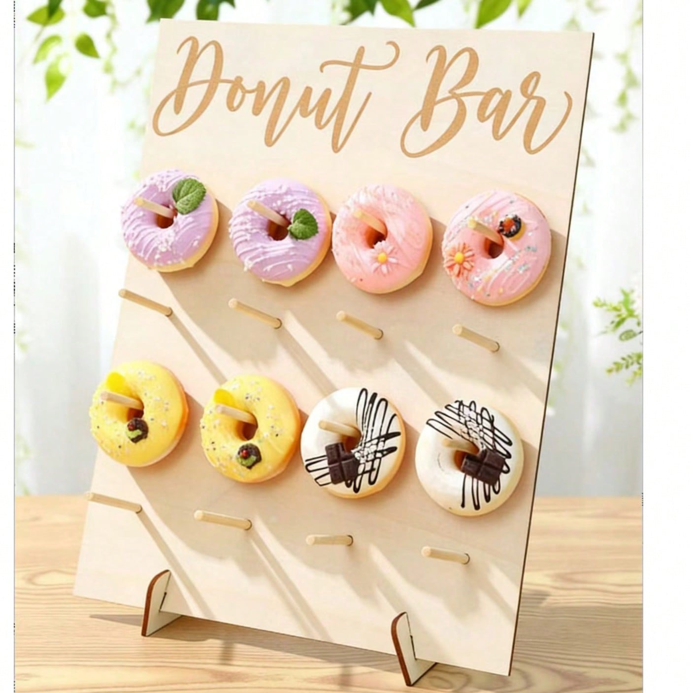 16-Hole Wooden Donut Display Stand, Home Donut Display Rack, Party Food Display Shelf, Birthday Wedding Family Gathering Food Stand, Donut Display Wooden Rack, Thanksgiving Christmas 2025 New Year Party Kitchen Cooking Rack - Image 2