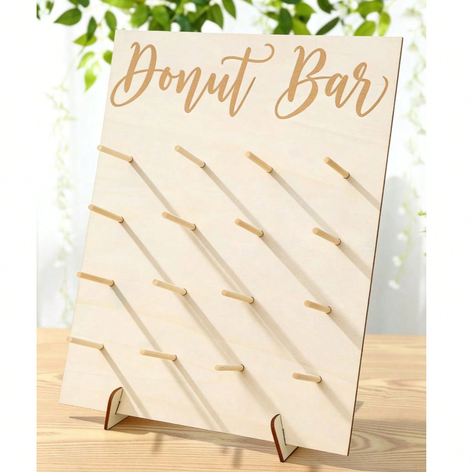 16-Hole Wooden Donut Display Stand, Home Donut Display Rack, Party Food Display Shelf, Birthday Wedding Family Gathering Food Stand, Donut Display Wooden Rack, Thanksgiving Christmas 2025 New Year Party Kitchen Cooking Rack - Image 1