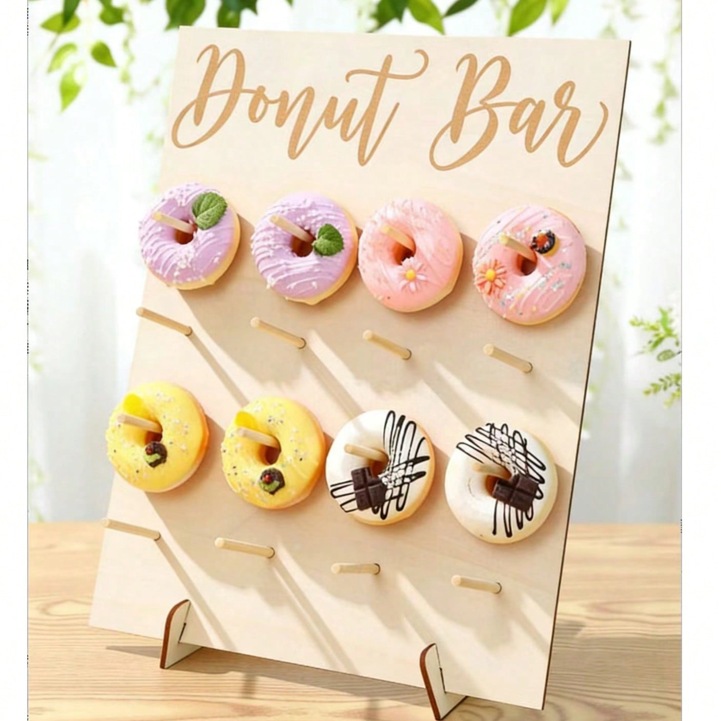 16-Hole Wooden Donut Display Stand, Home Donut Display Rack, Party Food Display Shelf, Birthday Wedding Family Gathering Food Stand, Donut Display Wooden Rack, Thanksgiving Christmas 2025 New Year Party Kitchen Cooking Rack - Image 4