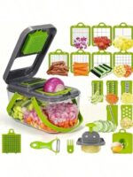 1pc Multi-Function Onion Chopper, Vegetable Cutter, Food Processor With Filter, Onion Chopper With Container, Carrot & Garlic Chopper With Container, Kitchen Tool, Kitchen Accessory, Suitable For Home/Restaurant Quick Onion Chopping