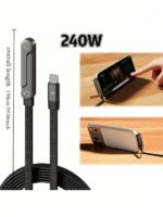 65W-240W Foldable Fast Charging Cable With Adjustable Phone Stand, Dual Type-C & USB-C Super Fast Charging, Bend-Proof Design, Compatible With Apple 15-17 Series, S, Suitable For Car And Home Use - Image 3