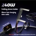 65W-240W Foldable Fast Charging Cable With Adjustable Phone Stand, Dual Type-C & USB-C Super Fast Charging, Bend-Proof Design, Compatible With Apple 15-17 Series, S, Suitable For Car And Home Use