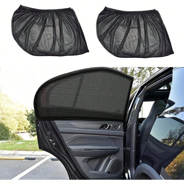 2pcs/4pcs Car Seat Back Anti-Mosquito Sunshade Net Curtain, Black Mesh Sunshade, Won't Block Vision Or Affect Window Operation, Protect From Sunlight And Heat, Front And Rear Window Sunshade, Car UV Protection, Won't Affect Window Up And Down