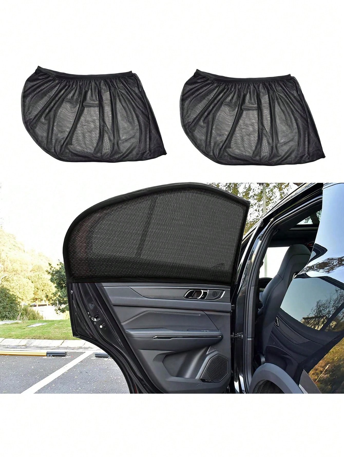 http___img.ltwebstatic.com_v4_j_spmp_2026_03_09_0d_1773047205dae41caa87b7fab436d4d67d6163c842 2pcs/4pcs Car Seat Back Anti-Mosquito Sunshade Net Curtain, Black Mesh Sunshade, Won't Block Vision Or Affect Window Operation, Protect From Sunlight And Heat, Front And Rear Window Sunshade, Car UV Protection, Won't Affect Window Up And Down - Image 1