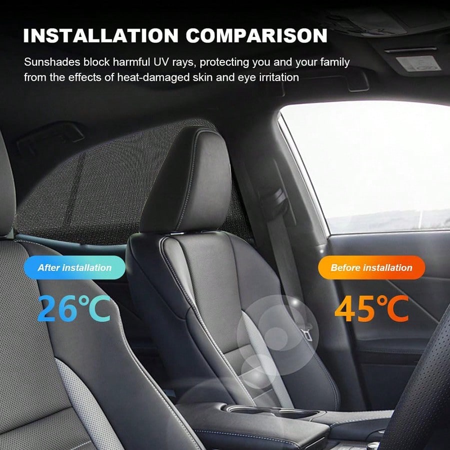 2pcs/4pcs Car Seat Back Anti-Mosquito Sunshade Net Curtain, Black Mesh Sunshade, Won't Block Vision Or Affect Window Operation, Protect From Sunlight And Heat, Front And Rear Window Sunshade, Car UV Protection, Won't Affect Window Up And Down - Image 7