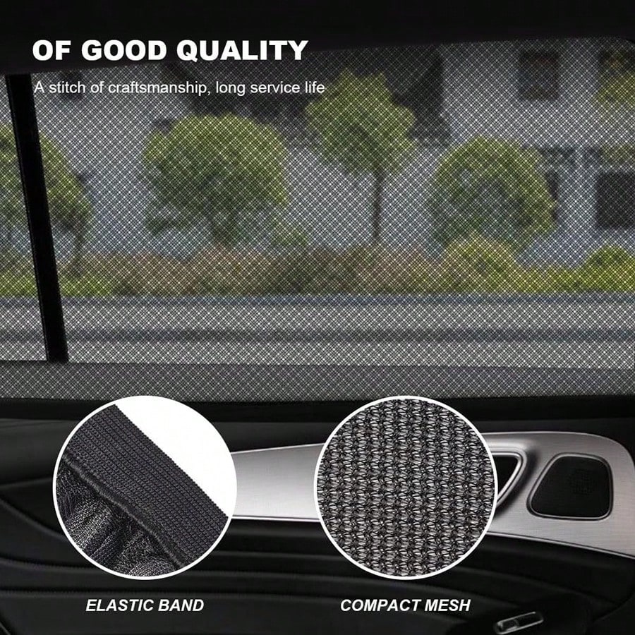 2pcs/4pcs Car Seat Back Anti-Mosquito Sunshade Net Curtain, Black Mesh Sunshade, Won't Block Vision Or Affect Window Operation, Protect From Sunlight And Heat, Front And Rear Window Sunshade, Car UV Protection, Won't Affect Window Up And Down - Image 4