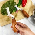 A Wooden Handle Chopper For Cutting Scallions, An Efficient Tool For Evenly Chopping Herbs And Garlic, Perfect For Home And Restaurant Meal Prep - Image 8
