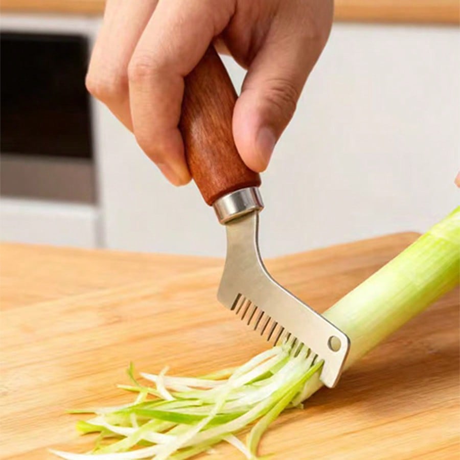 A Wooden Handle Chopper For Cutting Scallions, An Efficient Tool For Evenly Chopping Herbs And Garlic, Perfect For Home And Restaurant Meal Prep - Image 11
