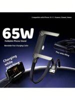 65W-240W Foldable Fast Charging Cable With Adjustable Phone Stand, Dual Type-C & USB-C Super Fast Charging, Bend-Proof Design, Compatible With Apple 15-17 Series, S, Suitable For Car And Home Use - Image 4