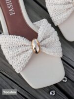New Arrival Women's Sandals, Flat Square Toe Design, Fresh Bow Accent, High-End Gold-Tone Hardware, Slip-On Style, Lightweight & Comfortable, Mix & Match , Suitable For Home, Spring/Summer Outdoor, Casual Country Vacation, Street Fashion Beach Slippers - Image 6