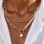 1pc Fashion Long Beaded Chain Multilayer Necklace, Vintage Pearl Clasp Necklace, Suitable For Women's Daily, Date, Vacation, Wedding, Holiday Wear, Casual And Special Occasions, Birthday Gift, Mother's Day, Valentine's Day [Chain Order Random], Pearl Shape Random