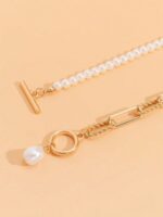 1pc Fashion Long Beaded Chain Multilayer Necklace, Vintage Pearl Clasp Necklace, Suitable For Women's Daily, Date, Vacation, Wedding, Holiday Wear, Casual And Special Occasions, Birthday Gift, Mother's Day, Valentine's Day [Chain Order Random], Pearl Shape Random - Image 3