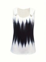 Women's 3D Geometric Pattern V-Neck Camisole Top, Suitable For Spring/Summer Festivals, Medium Stretch Casual Sports Vest Suitable For Music Festivals And Easter - Image 4