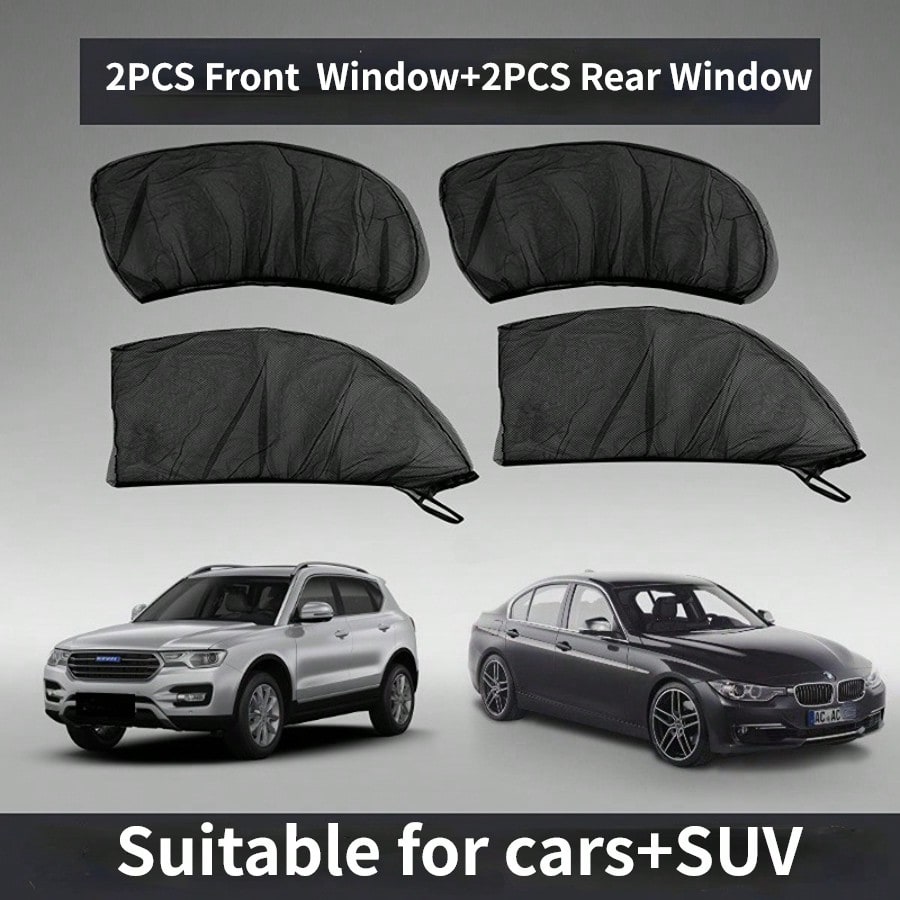 2pcs/4pcs Car Seat Back Anti-Mosquito Sunshade Net Curtain, Black Mesh Sunshade, Won't Block Vision Or Affect Window Operation, Protect From Sunlight And Heat, Front And Rear Window Sunshade, Car UV Protection, Won't Affect Window Up And Down - Image 3