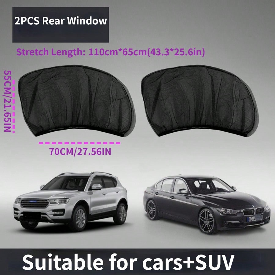 2pcs/4pcs Car Seat Back Anti-Mosquito Sunshade Net Curtain, Black Mesh Sunshade, Won't Block Vision Or Affect Window Operation, Protect From Sunlight And Heat, Front And Rear Window Sunshade, Car UV Protection, Won't Affect Window Up And Down - Image 5