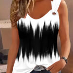 Women's 3D Geometric Pattern V-Neck Camisole Top, Suitable For Spring/Summer Festivals, Medium Stretch Casual Sports Vest Suitable For Music Festivals And Easter