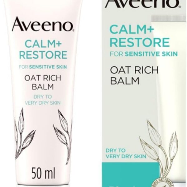 AVEENO Face CALM+RESTORE Oat Rich Balm (1x 50ml), 24-Hour Hydration Face Moisturiser with Triple Oat Complex, Face Care Soothes and Hydrates Irritated, Very Dry, and Sensitive Skin