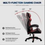 Gaming Chair Ergonomic Computer Chair Office Chair Desk Swivel Chair Adjustable Reclining Footrest Cushion Red New! - Image 4