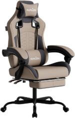 SUKIDA Ergonomic Gaming Chair for Adult, Comfortable Desk Chair with Massage, Comfy Headrest and Lumbar Support Pc Office chairs with Footrest, Height Adjustable Rotating Task Chairs