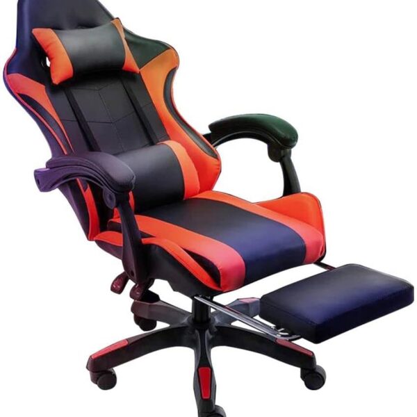 Gaming Chair Ergonomic Computer Chair Office Chair Desk Swivel Chair Adjustable Reclining Footrest Cushion Red New!