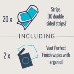 Veet Expert Waxing Strips for Sensitive Skin - 20 Cold Wax Strips & 4 Finish Wipes for Eyebrow, Facial Hair Removal - Hydrating, Exfoliating, Ideal for Face - Image 3