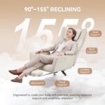 Warmiehomy Big and Tall Office Chair for Home, Cross Legged Office Chair with Footrest, Ergonomic Heavy Duty Office Chair with 155° Recline & Armrests, Computer Desk Chair 72 * 50 * 120CM (White) - Image 4