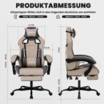 SUKIDA Ergonomic Gaming Chair for Adult, Comfortable Desk Chair with Massage, Comfy Headrest and Lumbar Support Pc Office chairs with Footrest, Height Adjustable Rotating Task Chairs - Image 6