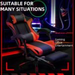 Gaming Chair Ergonomic Computer Chair Office Chair Desk Swivel Chair Adjustable Reclining Footrest Cushion Red New! - Image 7