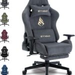 Symino Gaming Chair, Computer Chair with Footrest, Headrest and Lumbar Support, Ergonomic PC Chair, Height Adjustable Rotating Task Chairs, Gray