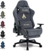 Symino Gaming Chair, Computer Chair with Footrest, Headrest and Lumbar Support, Ergonomic PC Chair, Height Adjustable Rotating Task Chairs, Gray