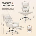 Warmiehomy Big and Tall Office Chair for Home, Cross Legged Office Chair with Footrest, Ergonomic Heavy Duty Office Chair with 155° Recline & Armrests, Computer Desk Chair 72 * 50 * 120CM (White) - Image 3